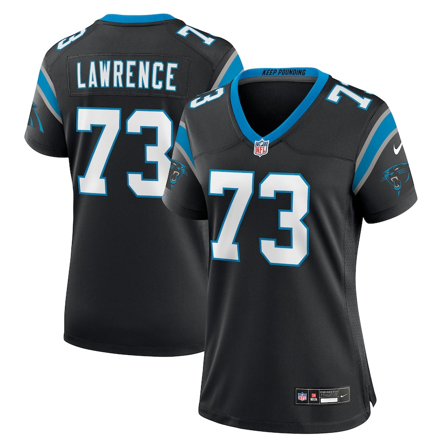 Rashard Lawrence 73 Carolina Panthers Game Black NFL Jersey Women's