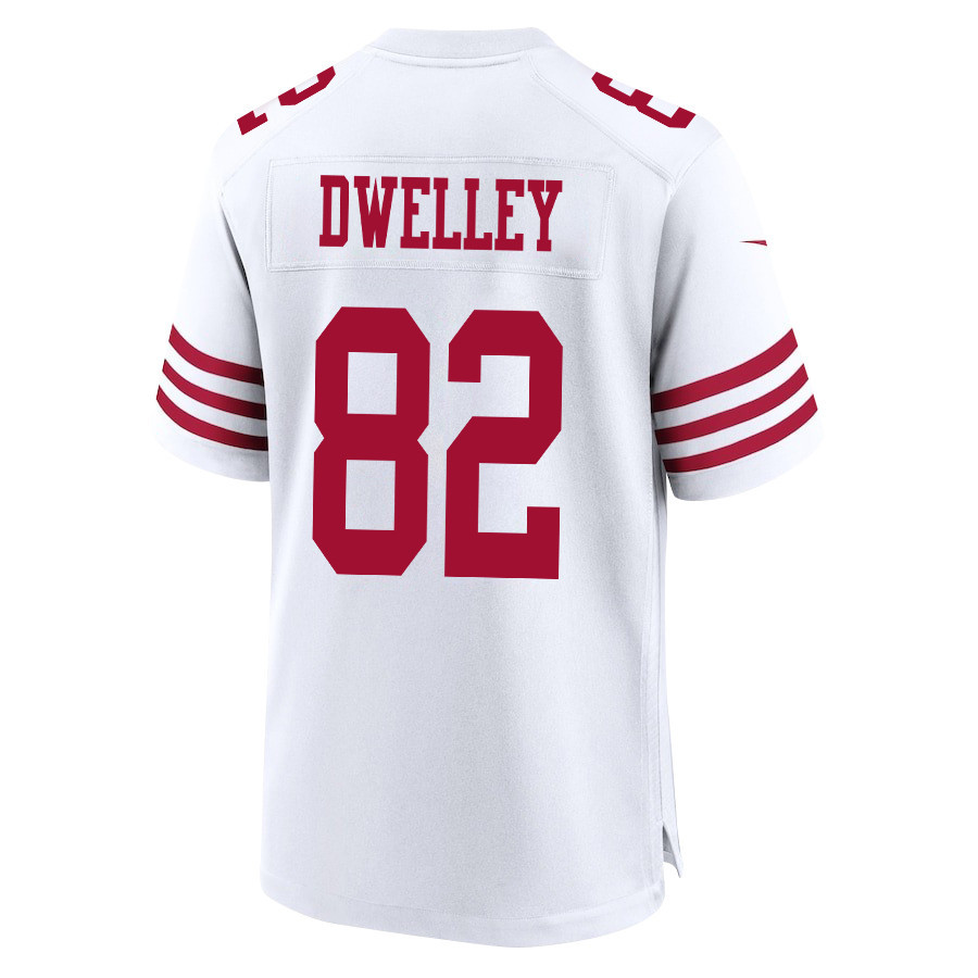 Ross Dwelley 82 San Francisco 49ers Super Bowl LVIII Patch Game White NFL Jersey Men's