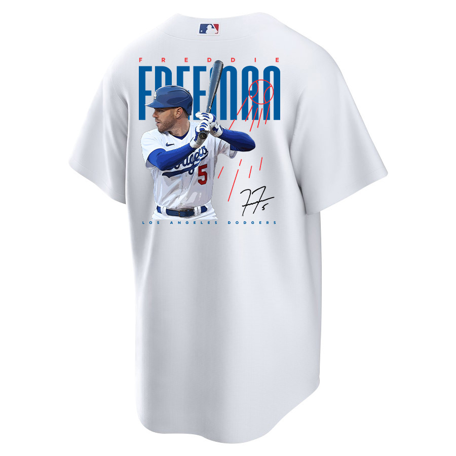 Freddie Freeman 5 Los Angeles Dodgers Signed Logo 2023 Home Player White MLB Jersey Men's