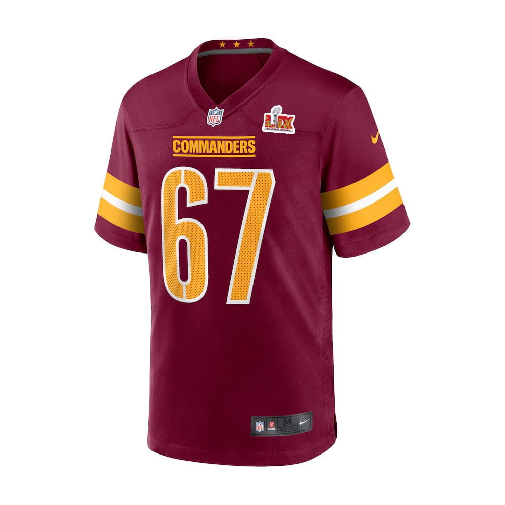 Nick Allegretti #67 Washington Commanders Super Bowl LIX Burgundy NFL Jersey Youth