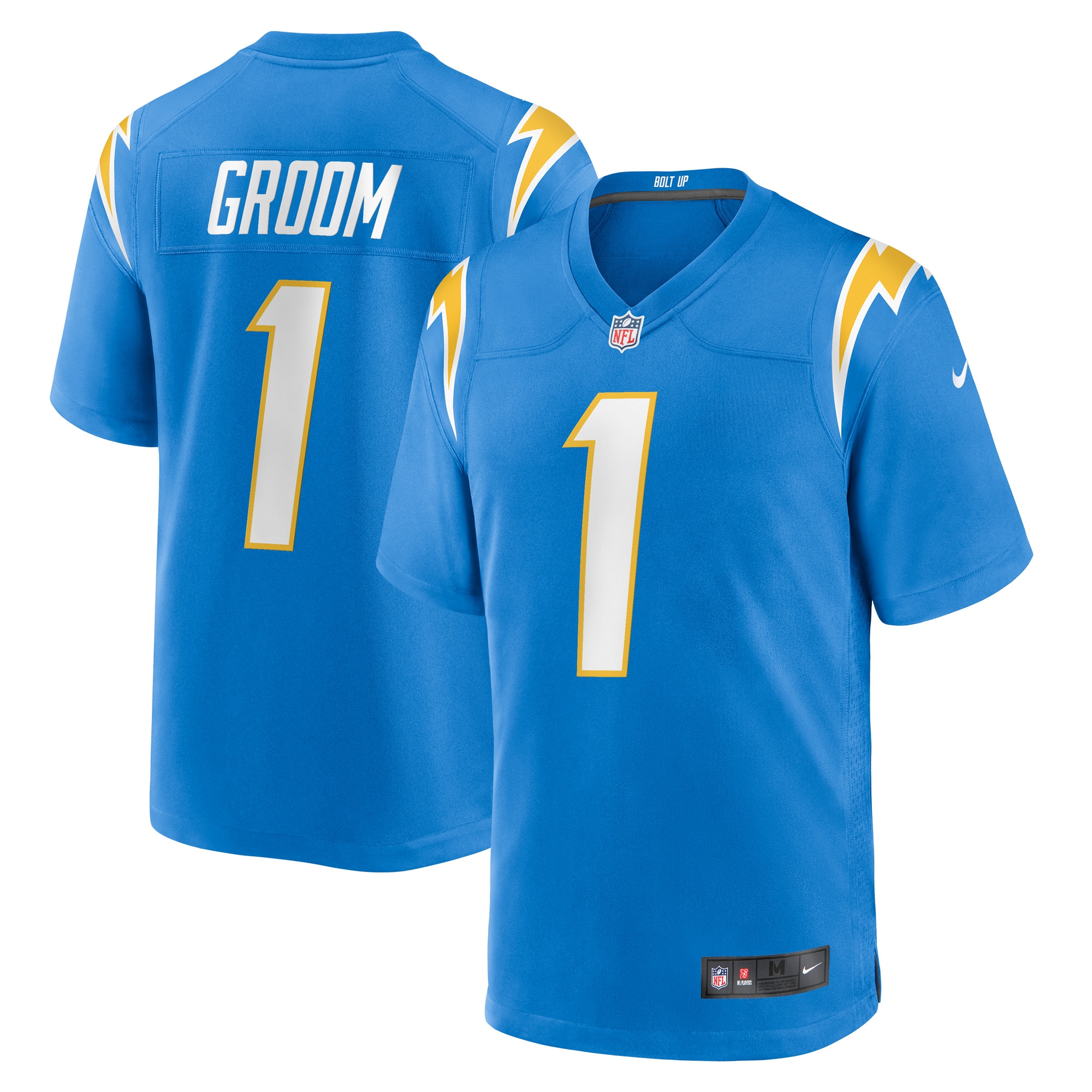 Los Angeles Chargers Number 1 Groom Powder Blue Game NFL Jersey Men's