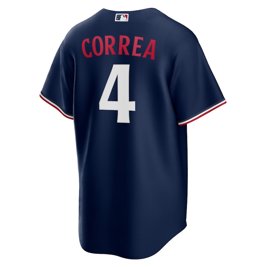 Carlos Correa 4 Minnesota Twins Team Logo Alternate Navy MLB Jersey Men's