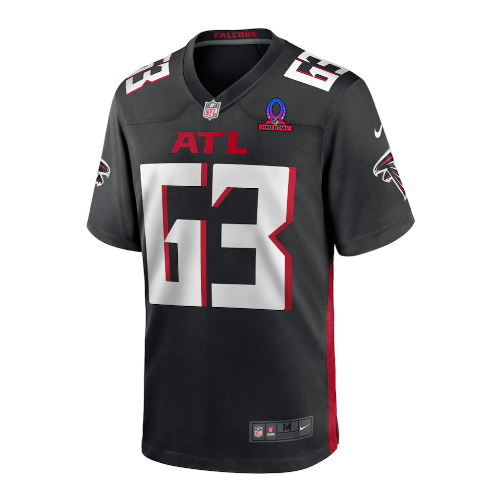 Chris Lindstrom 63 Atlanta Falcons 2025 Pro Bowl Patch Game Black NFL Jersey Men's