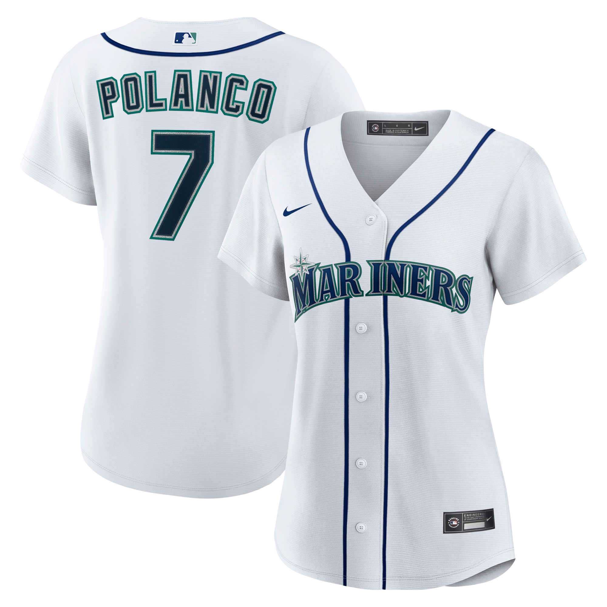 Seattle Mariners Jorge Polanco White Home MLB Jersey Women's