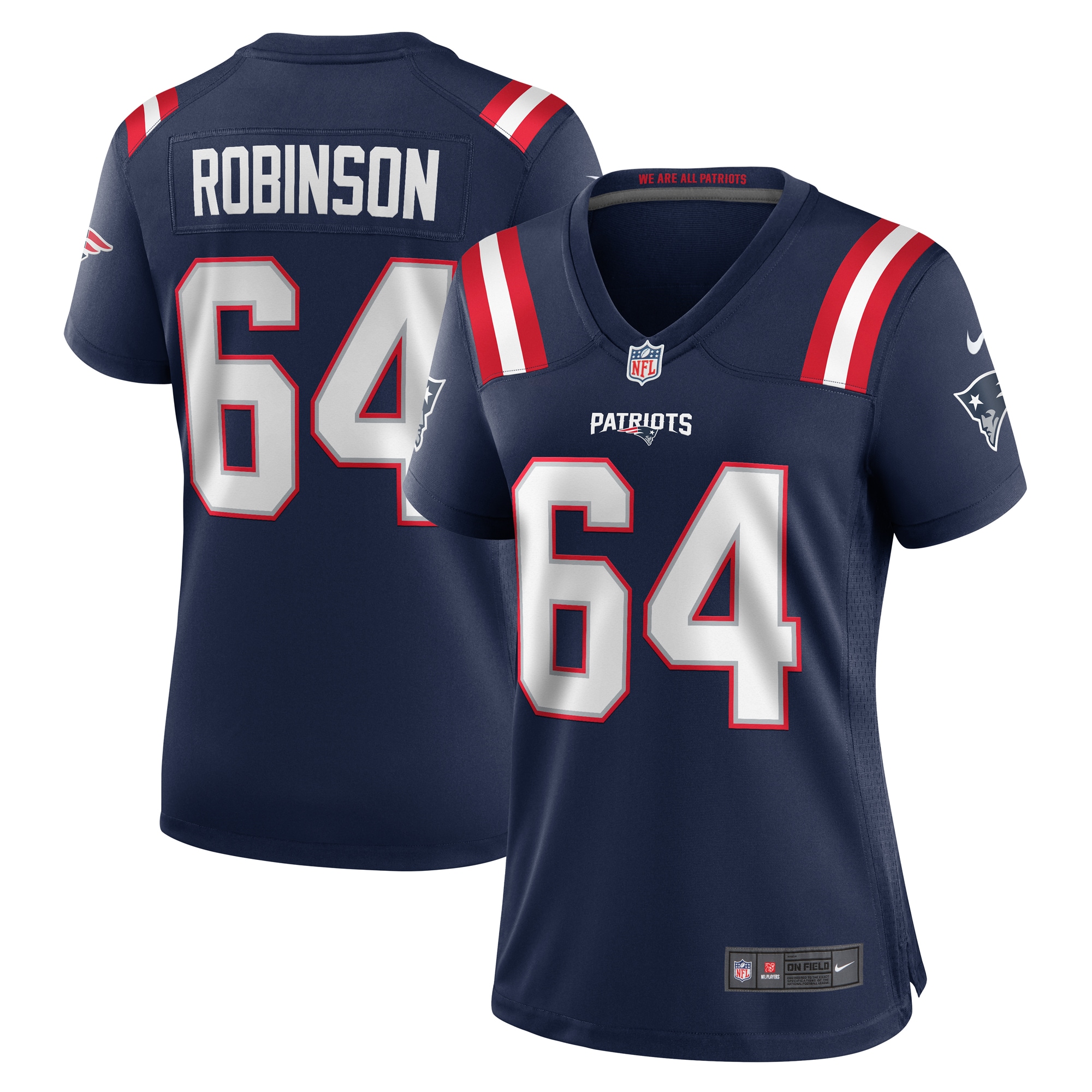New England Patriots Layden Robinson Navy Game NFL Jersey Women's