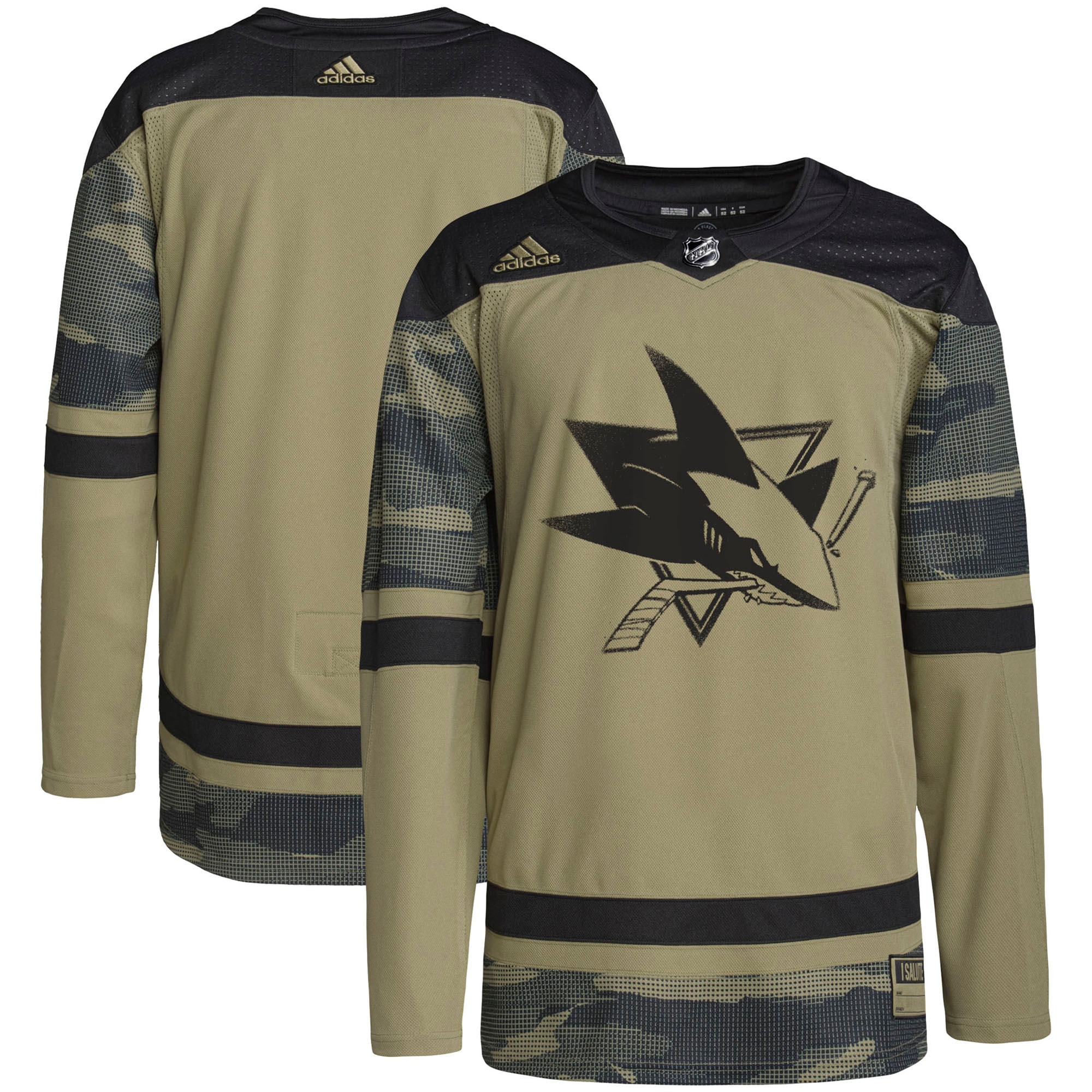 San Jose Sharks Camo Military Appreciation Team Practice NHL Jersey Men's
