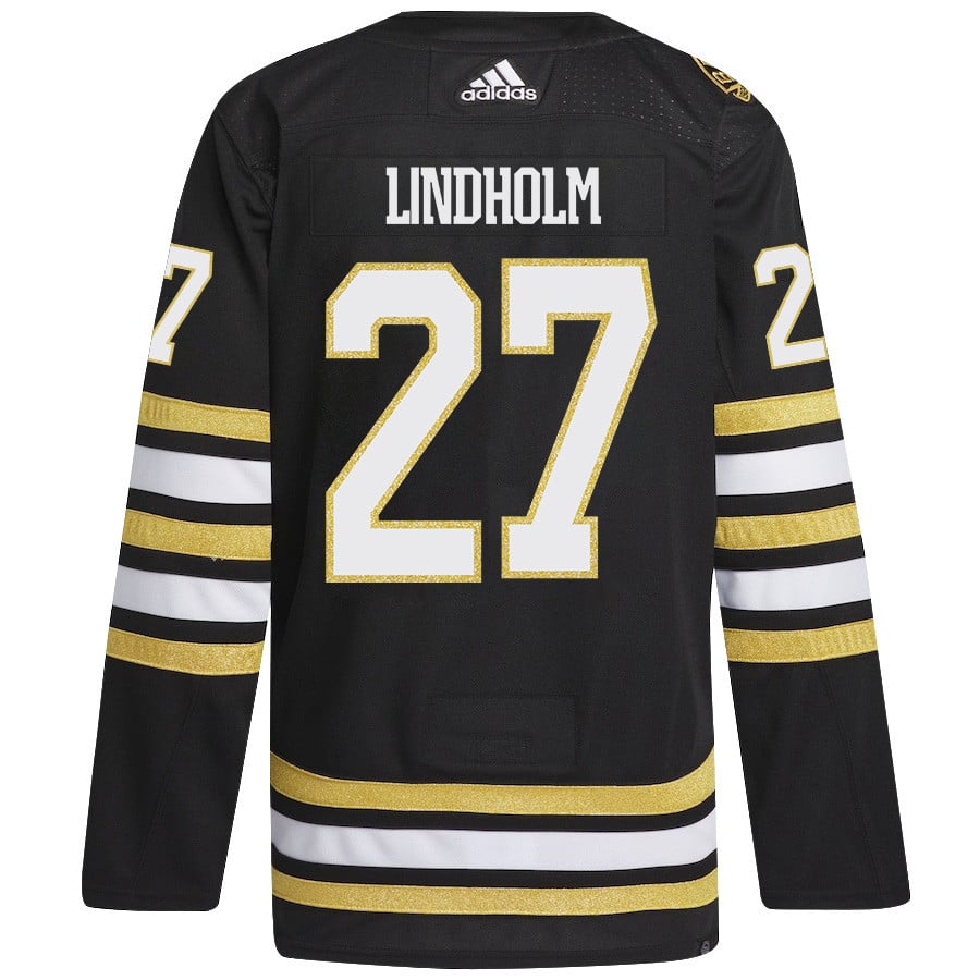 Hampus Lindholm 27 Boston Bruins 2024 Playoffs Patch Home Black NHL Jersey Men's