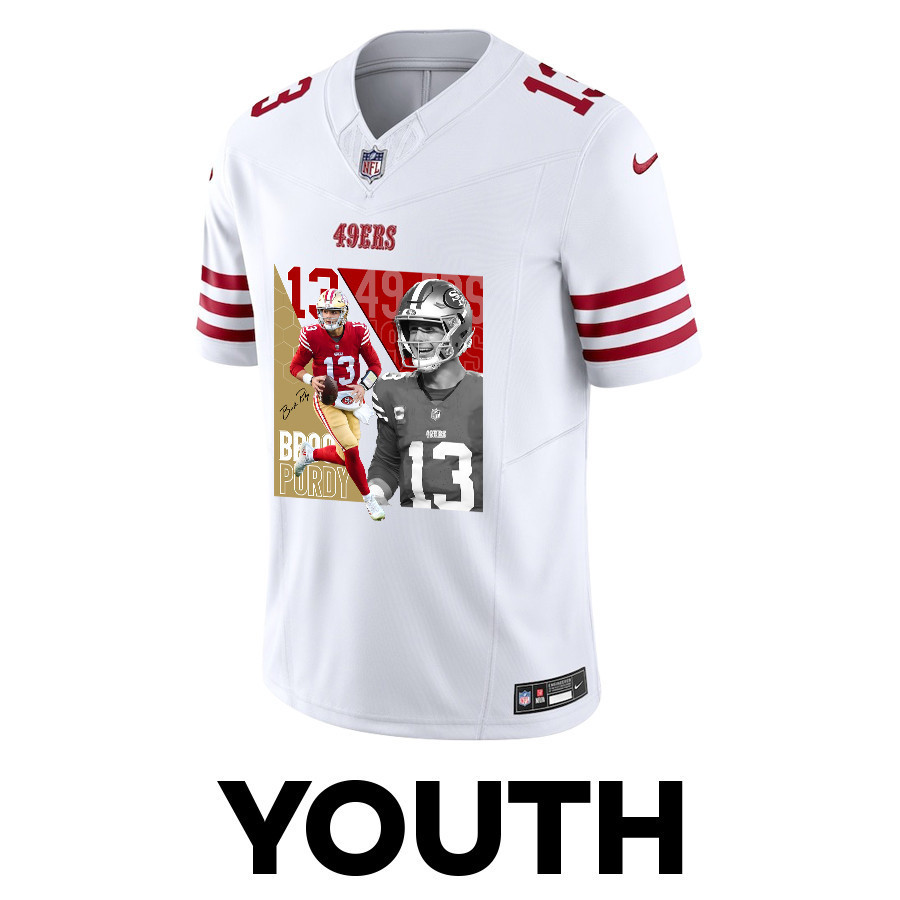 Brock Purdy 13 San Francisco 49ers The Son of Steel Game White NFL Jersey Youth