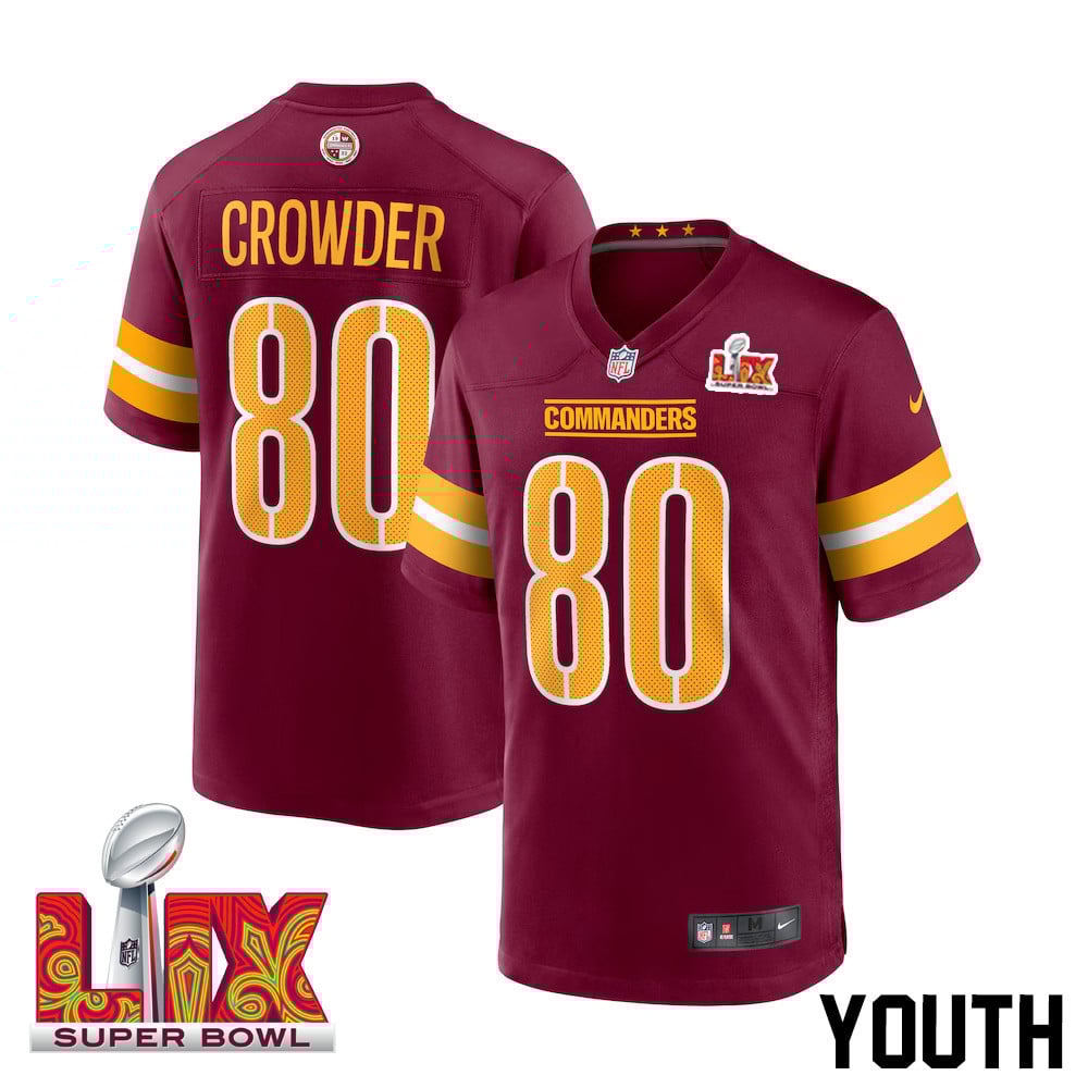 Jamison Crowder #80 Washington Commanders Super Bowl LIX Burgundy NFL Jersey Youth