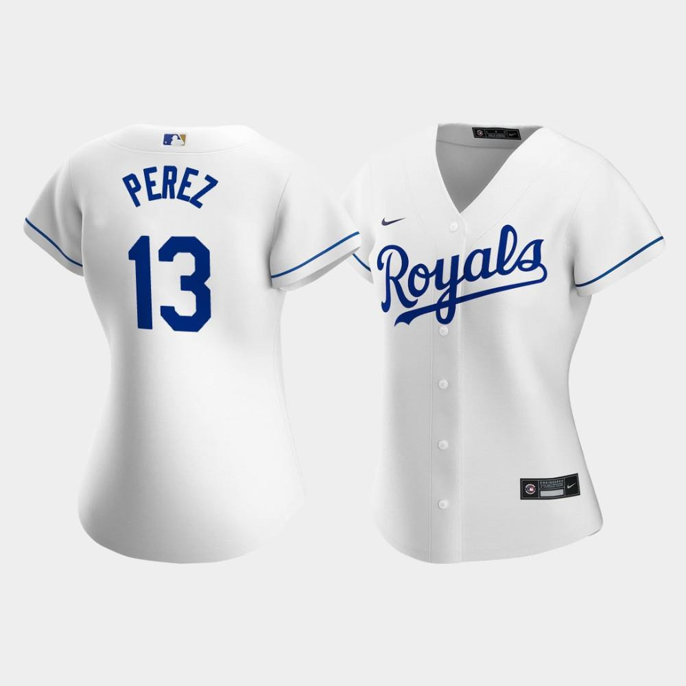 Kansas City Royals Salvador Perez 13 White Home Player MLB Jersey Women's
