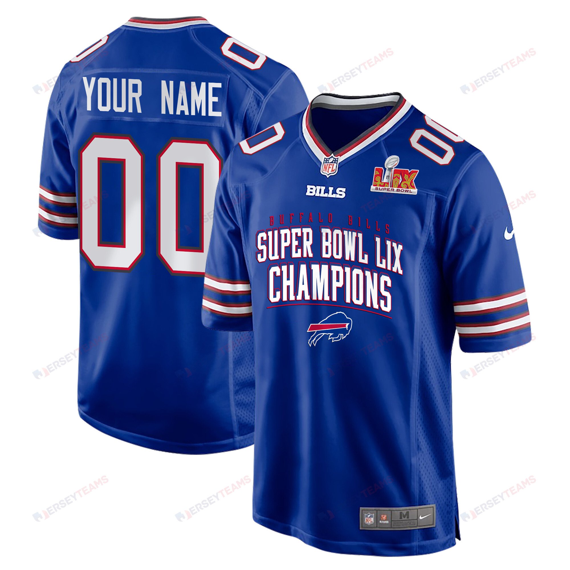 Buffalo Bills Super Bowl LIX Champions V2 Game Custom Royal NFL Jersey Men's