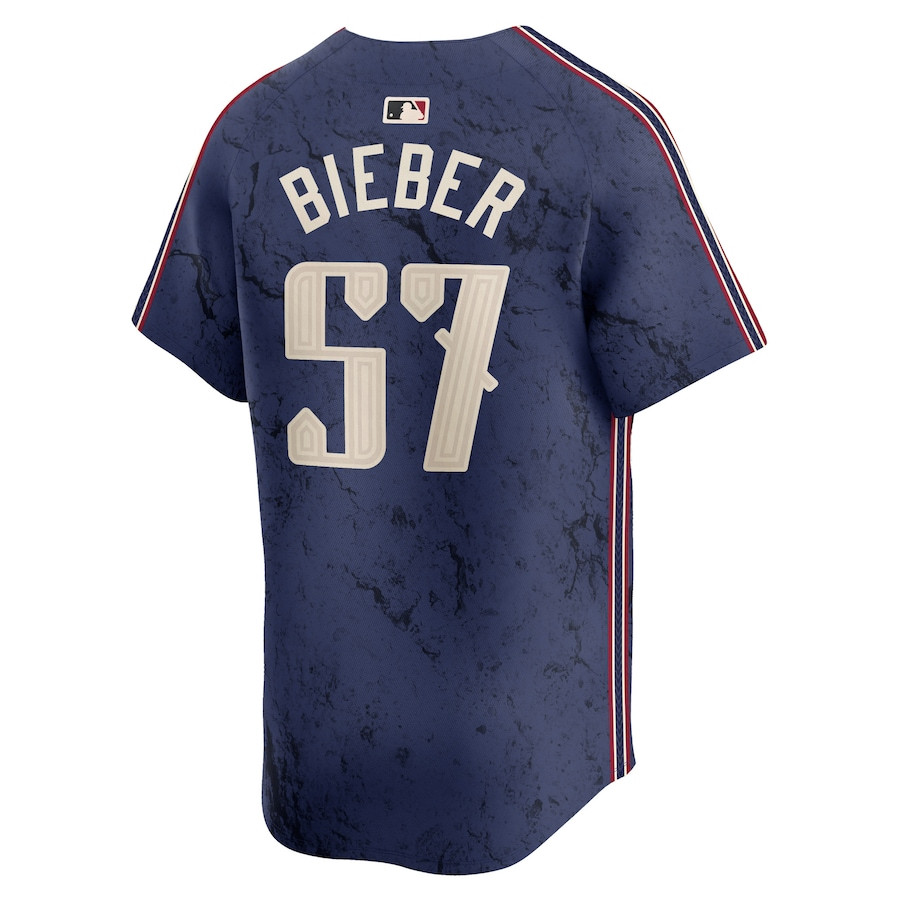 Shane Bieber 57 Cleveland Guardians 2024 City Connect Limited Navy MLB Jersey Men's
