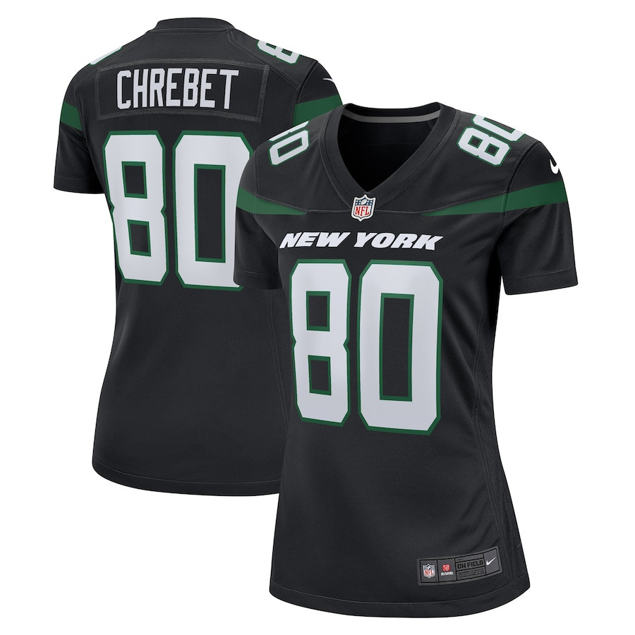 Wayne Chrebet 80 New York Jets Retired Black NFL Jersey Women's
