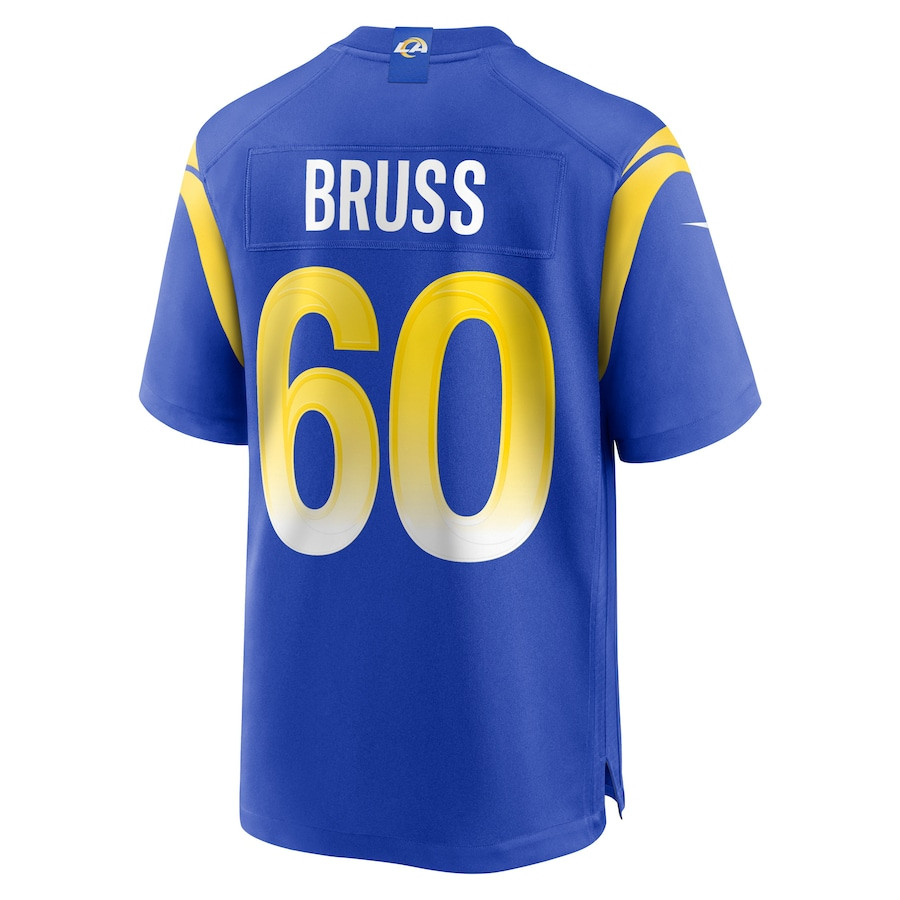 Logan Bruss 60 Los Angeles Rams Game Player Royal NFL Jersey Men's