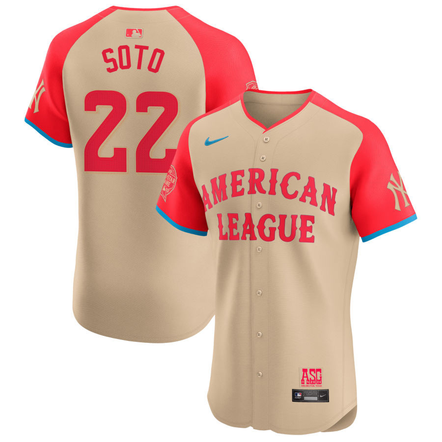 Juan Soto 2 American League 2024 All Star Game Elite Player Cream MLB Jersey Men's