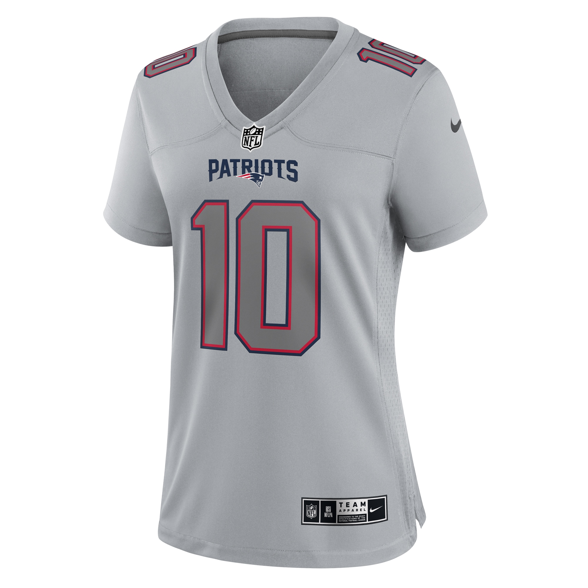 New England Patriots Mac Jones Gray Atmosphere Fashion Game NFL Jersey Women's