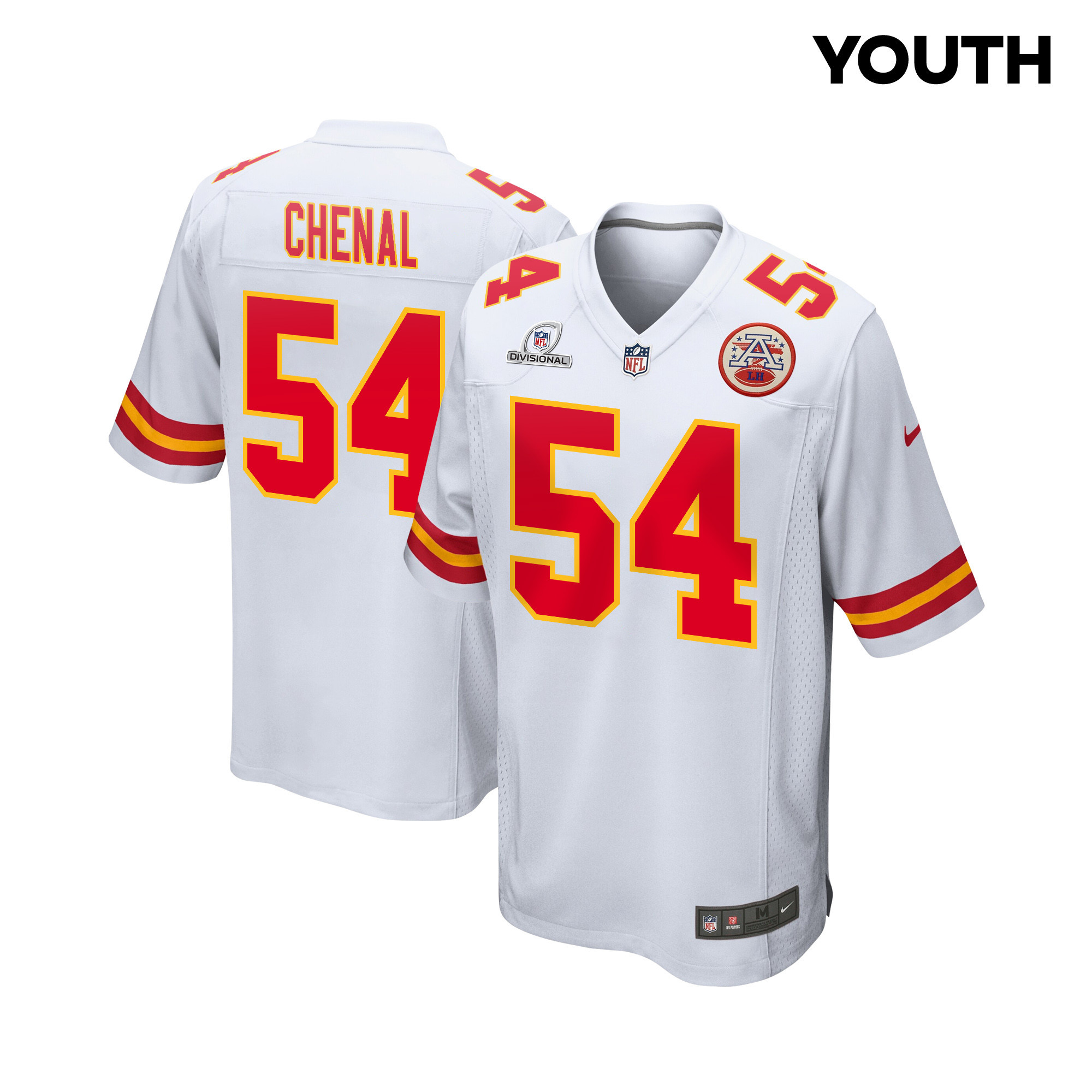 Leo Chenal 54 Kansas City Chiefs Super Bowl LVIII Patch Game White NFL Jersey Youth