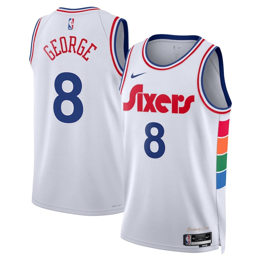 Paul George 8 Philadelphia 76ers Unisex 2024/25 Swingman Player City Editio White NBA Jersey Unisex