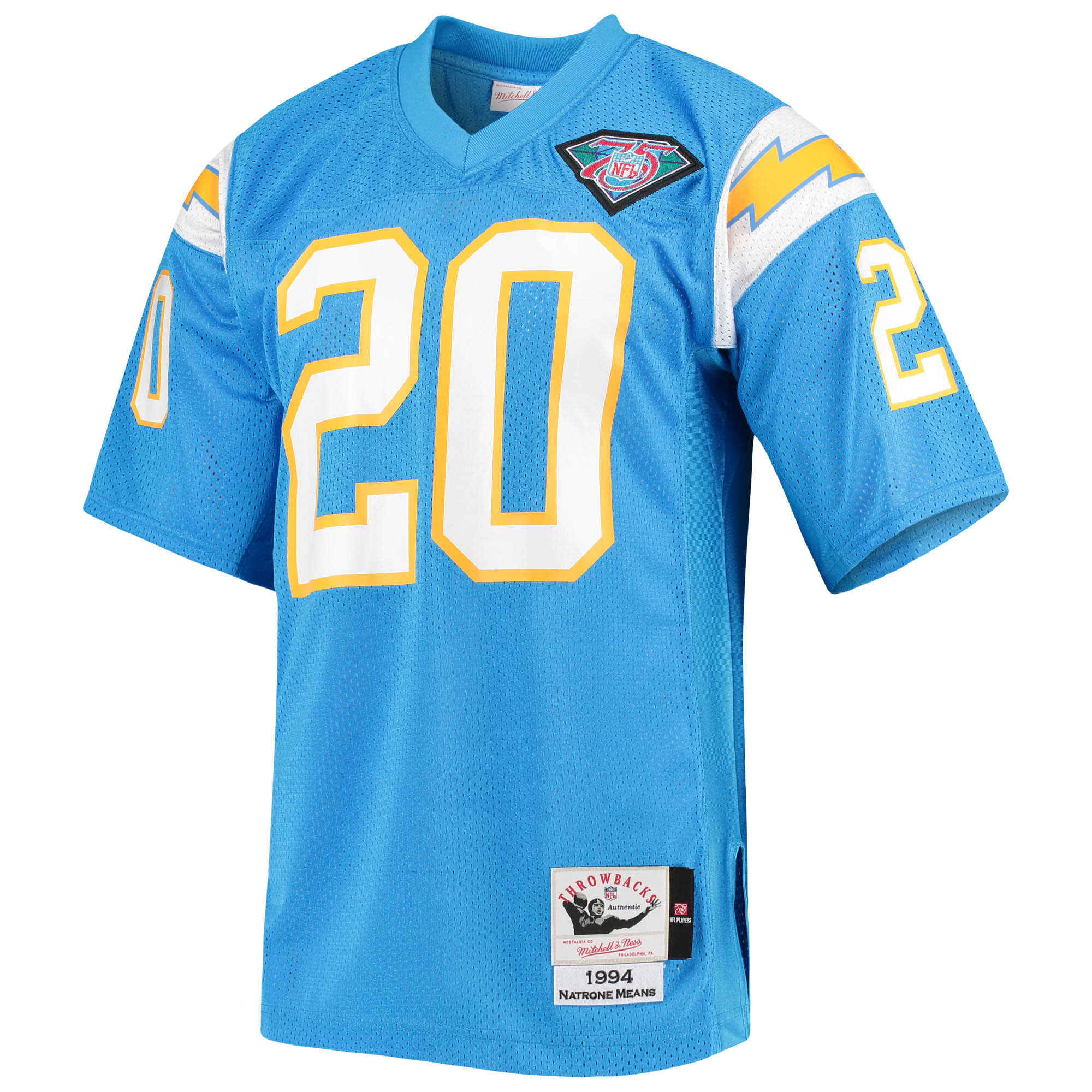 Los Angeles Chargers 1994 Natrone Means Mitchell Ness Powder Blue Throwback Retired Player NFL Jersey Men's