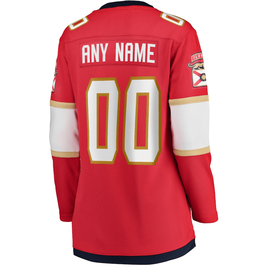Florida Panthers 2024 Stanley Cup Final Home Breakaway Custom Name Red, Women NHL Jersey Women's