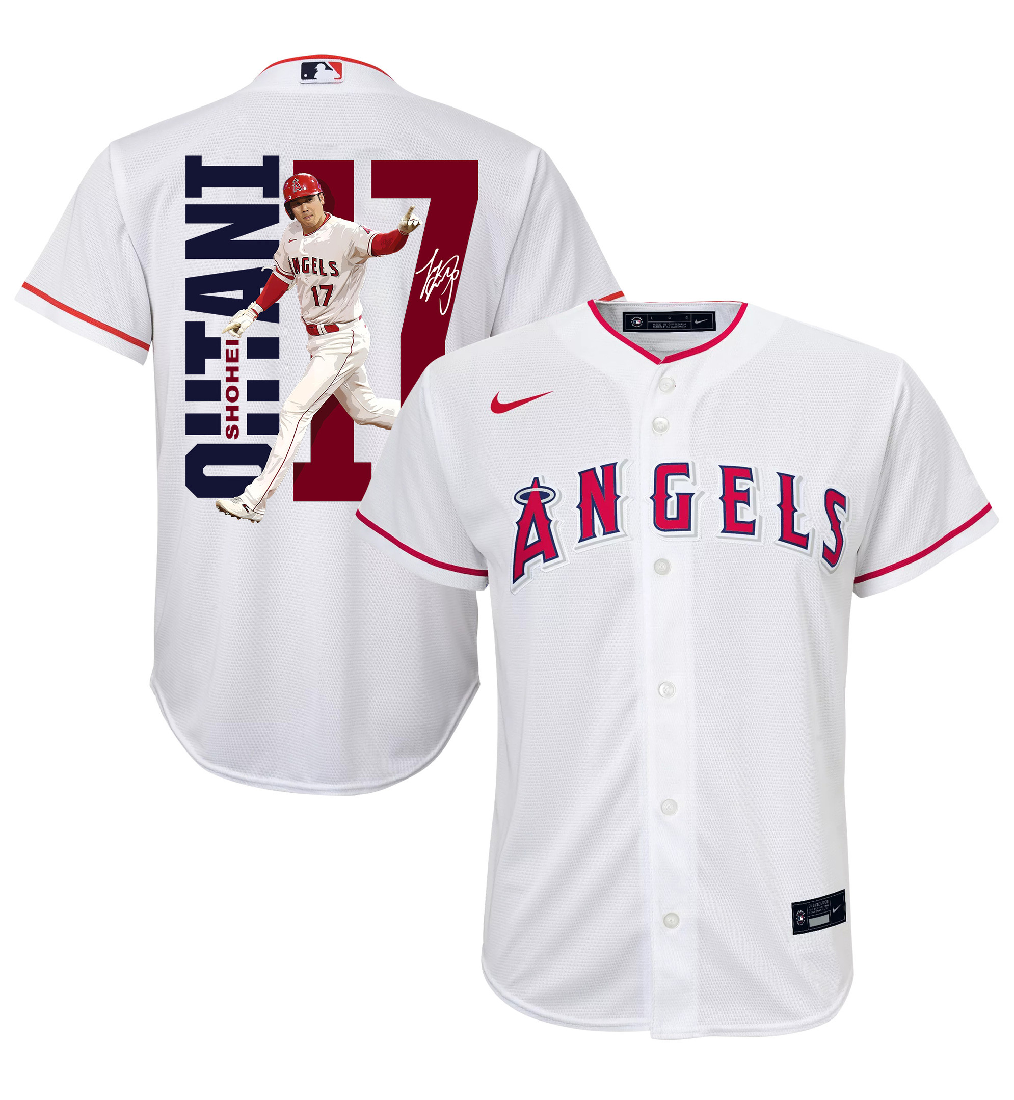 Shohei Ohtani 17 Los Angeles Angels Signed Run 2023 Home Player White MLB Jersey Youth