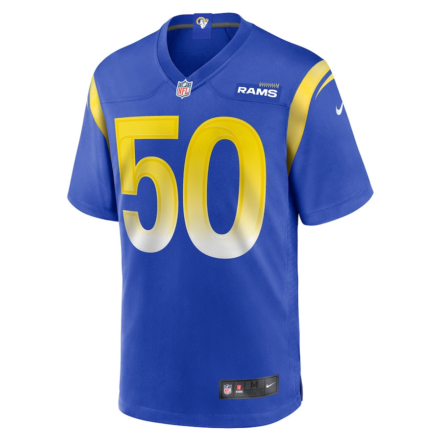 Beaux Limmer 50 Los Angeles Rams Team Game Royal NFL Jersey Men's