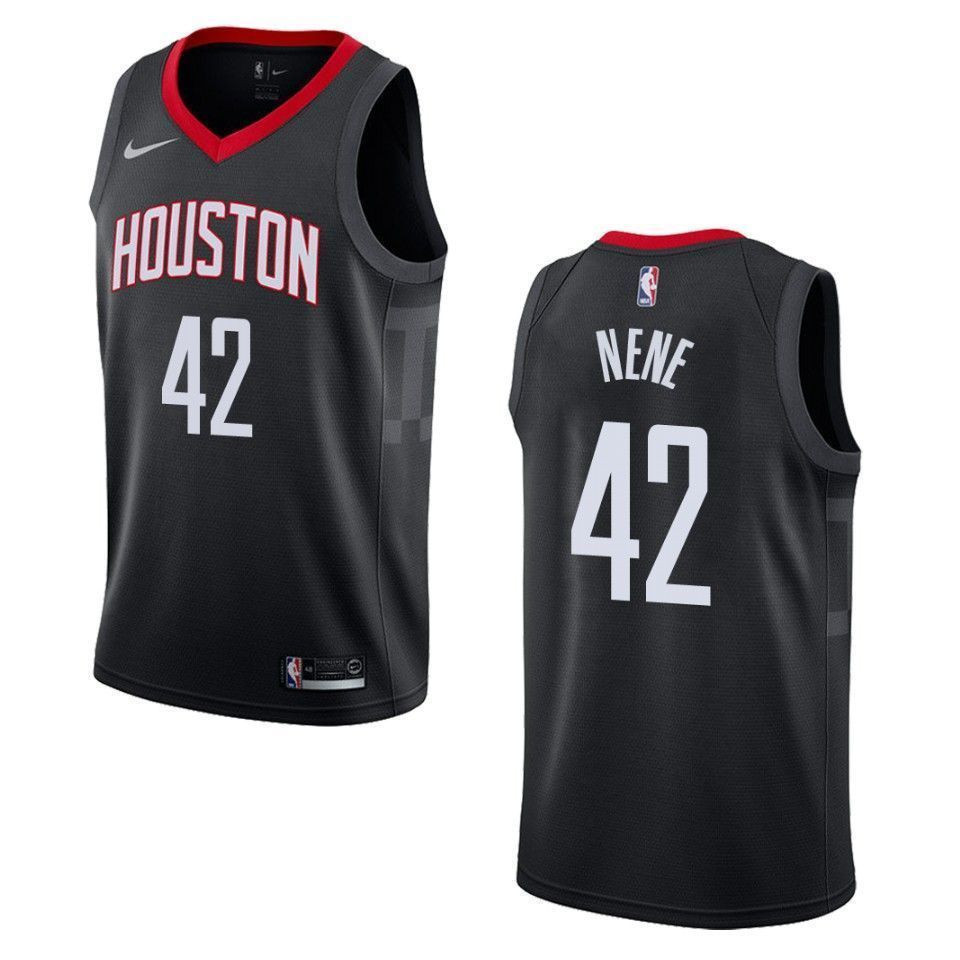 Houston Rockets 42 Nene Statement Swingman Black NBA Jersey Men's