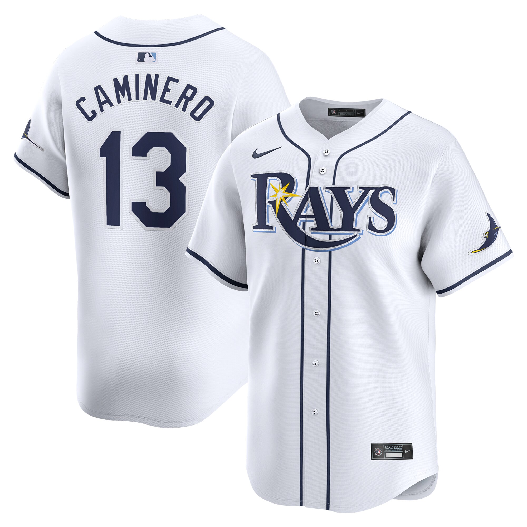 Tampa Bay Rays Junior Caminero White Home Limited Player MLB Jersey Youth