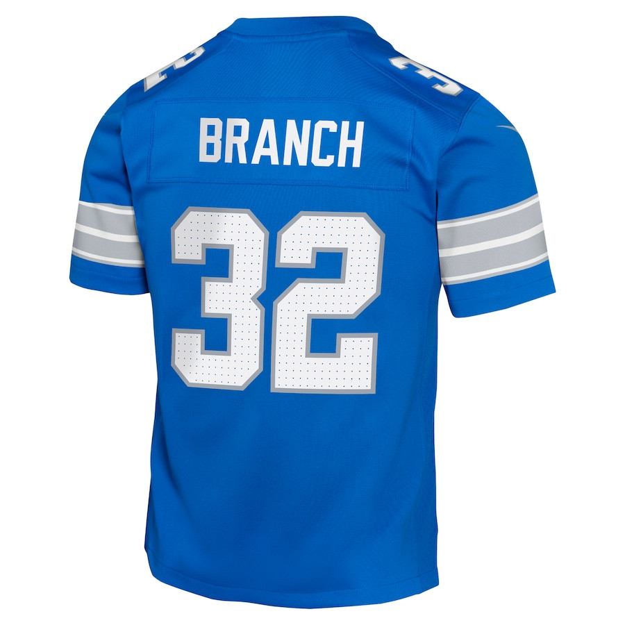 Brian Branch 32 Detroit Lions Team Player Game Blue NFL Jersey Youth