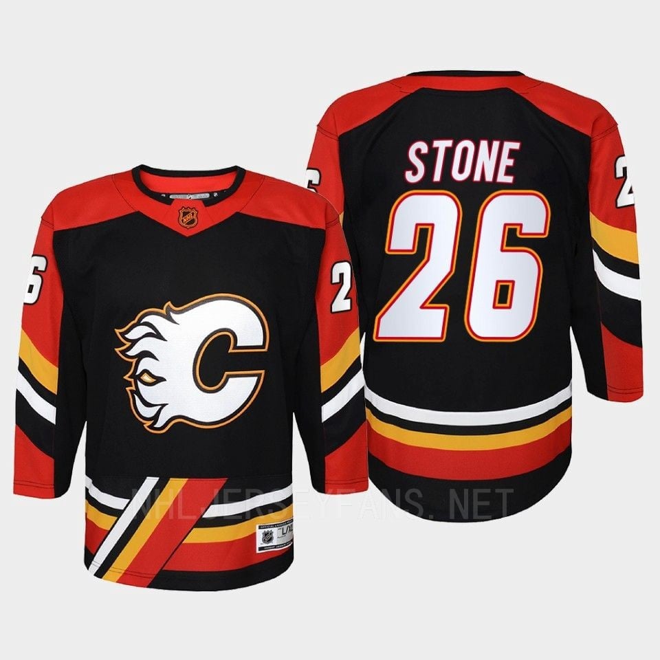 Calgary Flames 26 Michael Stone Reverse Retro Black Equipment, NHL Jersey Men's
