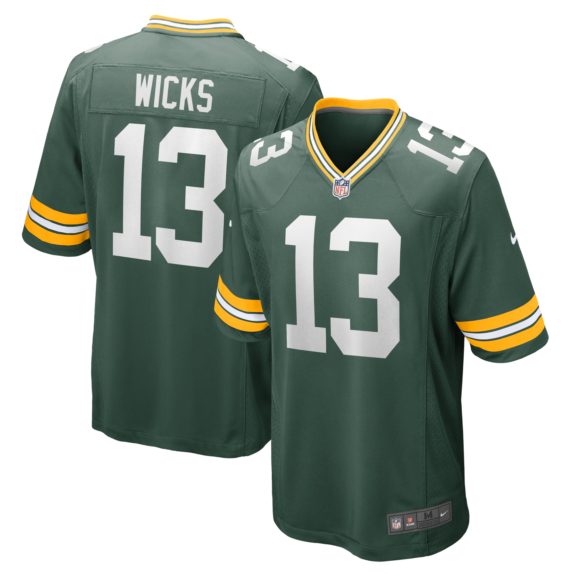 Green Bay Packers Dontayvion Wicks Green Game NFL Jersey Men's