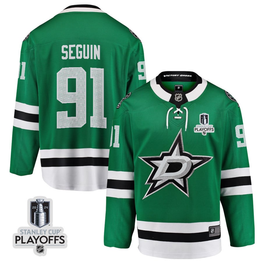 Tyler Seguin 91 Dallas Stars 2024 Playoffs Patch Home Green NHL Jersey Men's