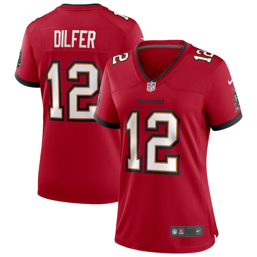 Trent Dilfer 12 Tampa Bay Buccaneers Game Retired Red NFL Jersey Women's