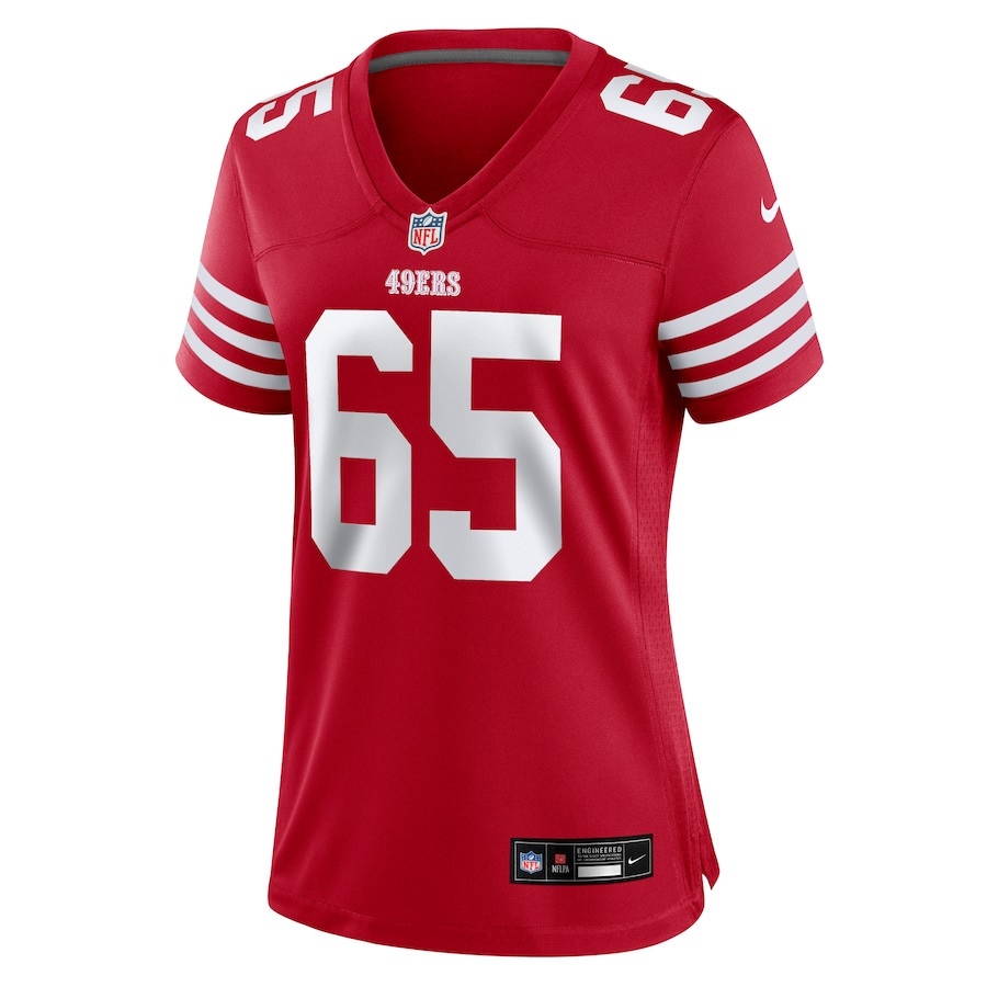 Aaron Banks 65 San Francisco 49ers Game Scarlet NFL Jersey Women's