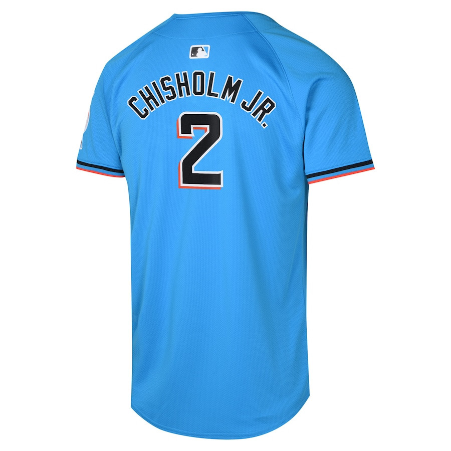 Jazz Chisholm Jr. 2 Miami Marlins Alternate Limited Blue MLB Jersey Youth