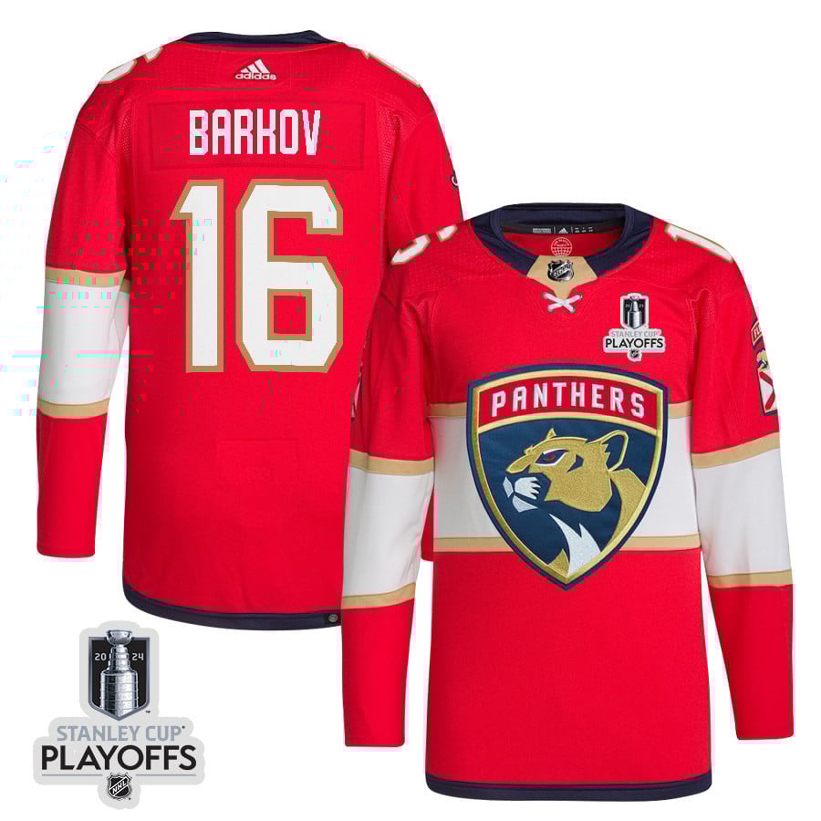 Aleksander Barkov 16 Florida Panthers 2024 Playoffs Patch Home Red NHL Jersey Men's