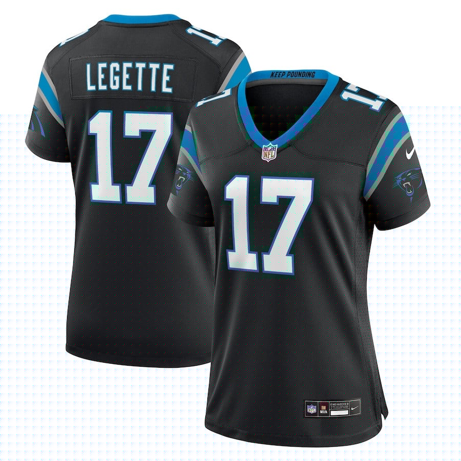 Xavier Legette 17 Carolina Panthers Game Black NFL Jersey Women's