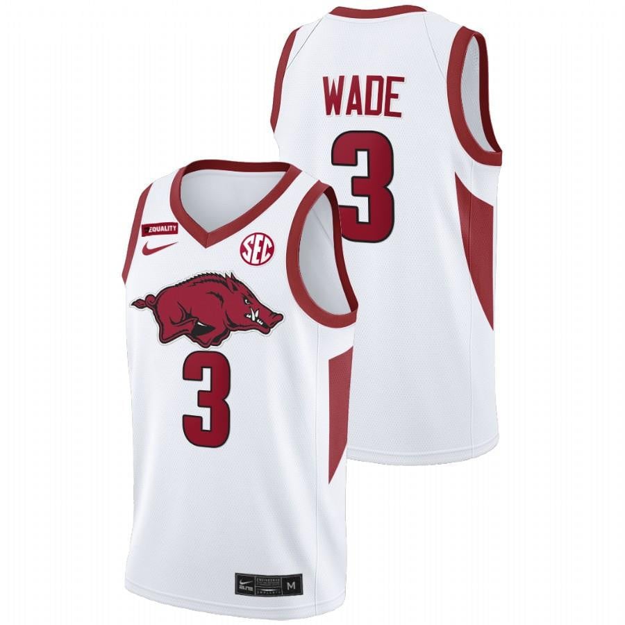Arkansas Razorbacks Trey Wade 3 202 White College Equality NCAA Jersey Men's
