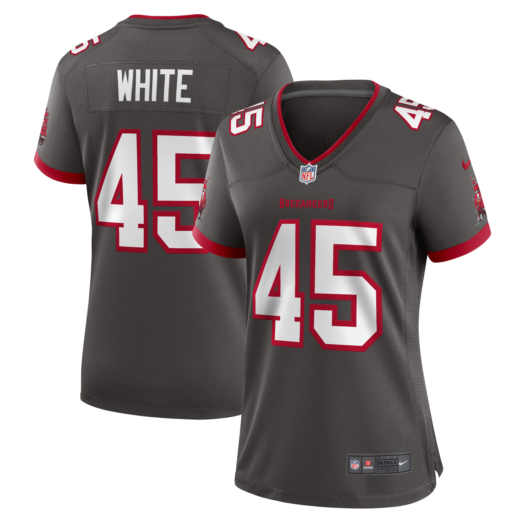 Tampa Bay Buccaneers Devin White Pewter Game NFL Jersey Women's