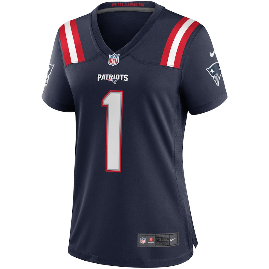 Cam Newton 1 New England Patriots Game Navy NFL Jersey Women's