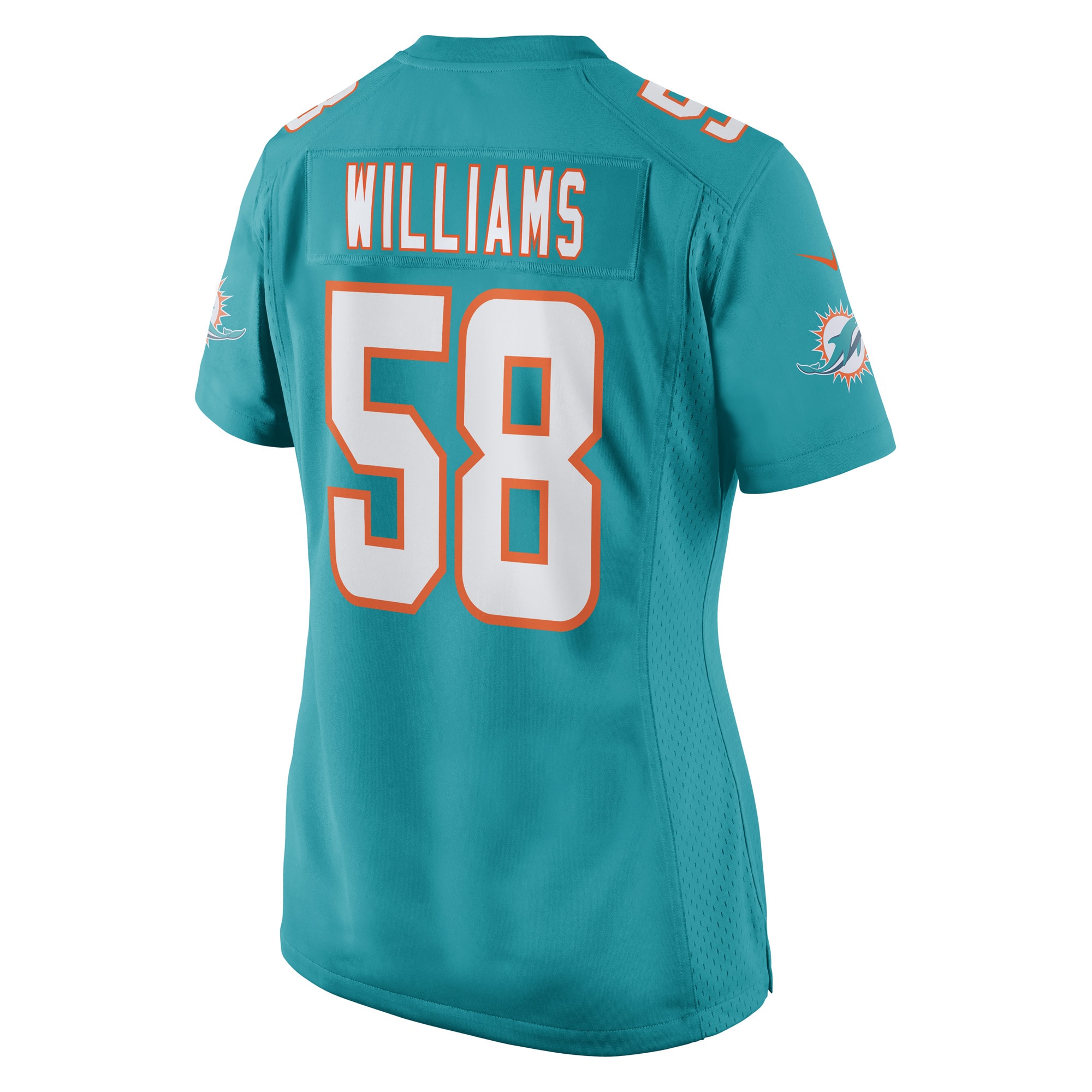 Miami Dolphins Connor Williams Aqua Game Player NFL Jersey Women's
