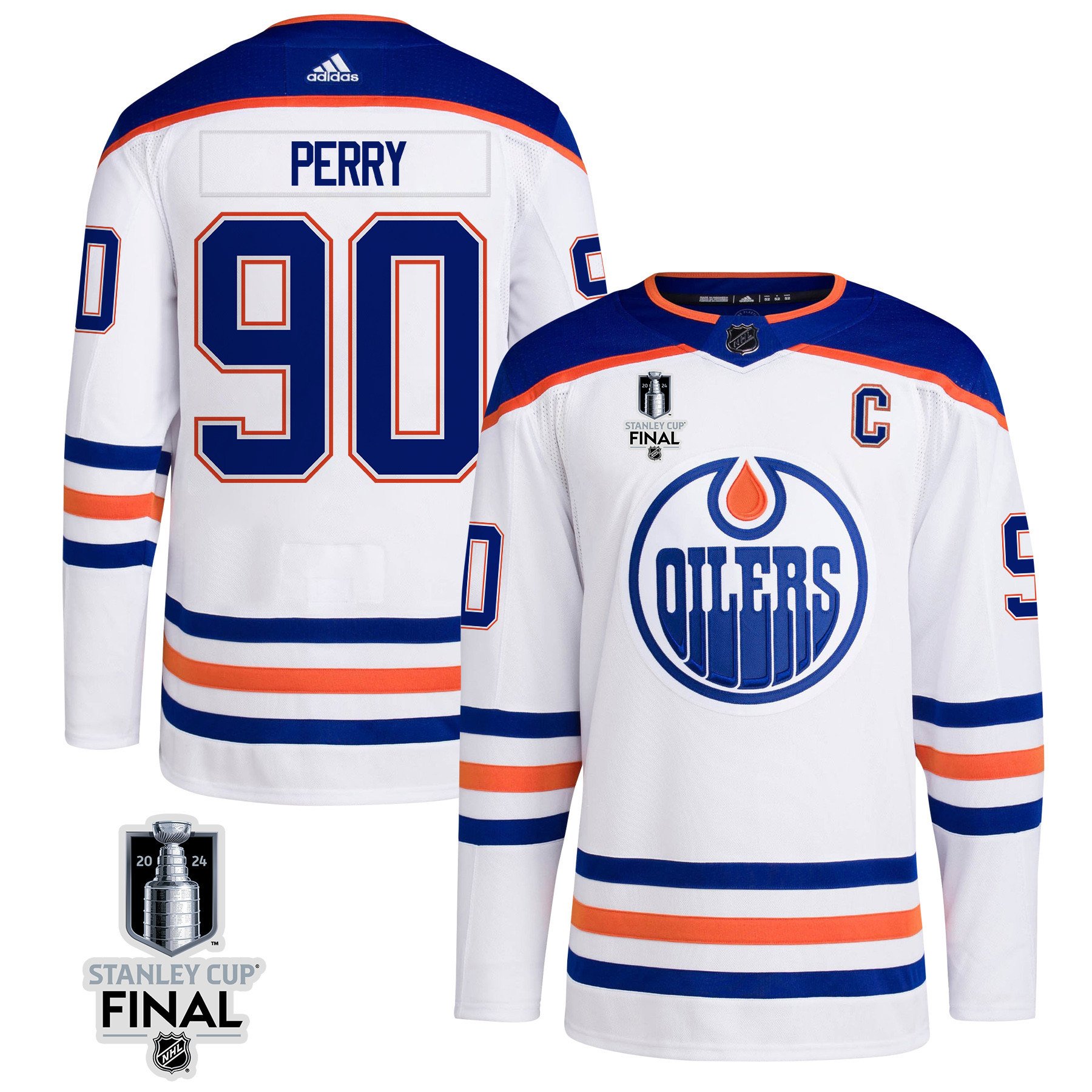 Corey Perry 90 Edmonton Oilers 2024 STANLEY CUP Final Away White NHL Jersey Men's