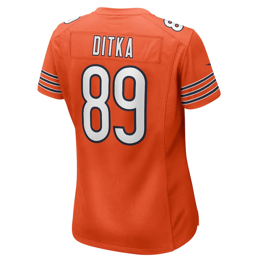 Mike Ditka 89 Chicago Bears Retired Orange NFL Jersey Women's