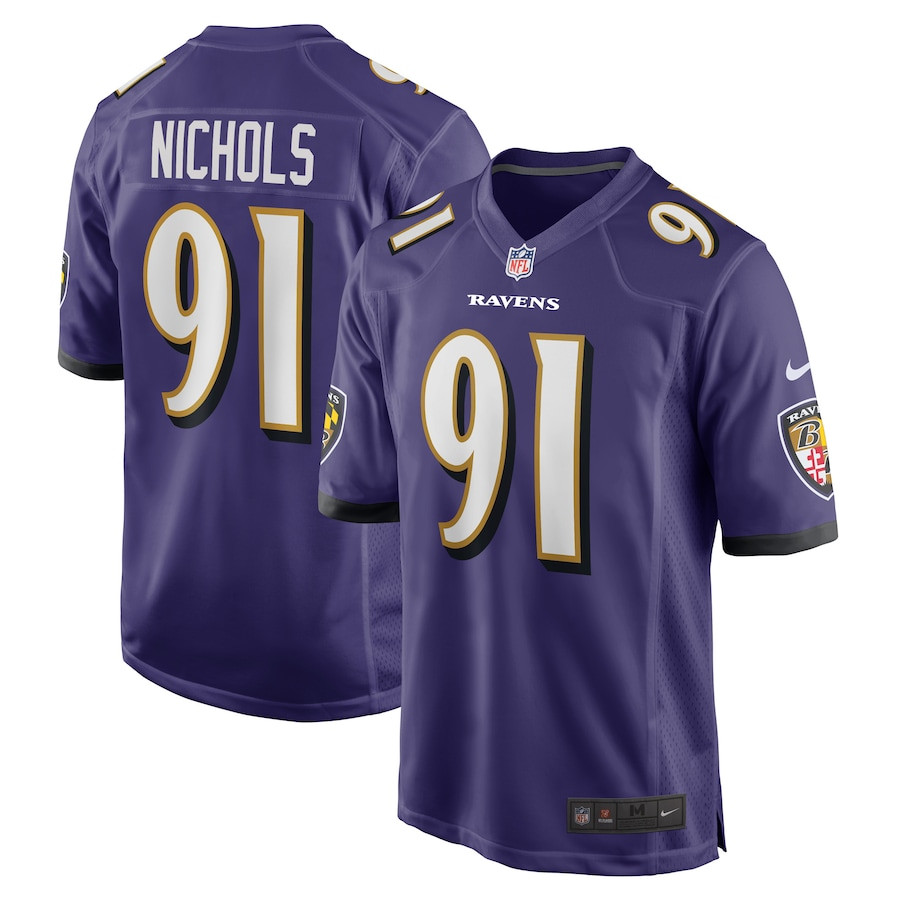Rayshad Nichols 91 Baltimore Ravens Team Game Purple NFL Jersey Men's