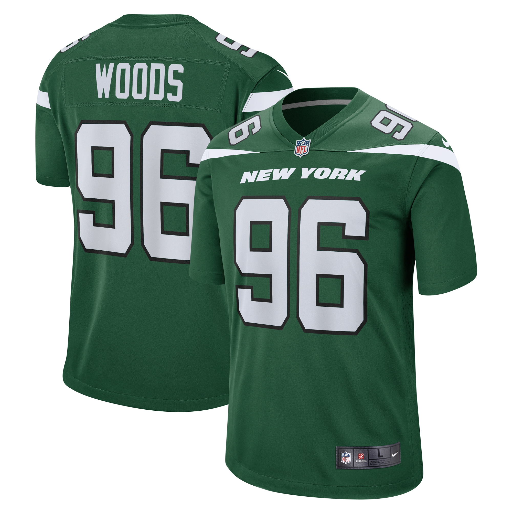 New York Jets Al Woods Gotham Green Game NFL Jersey Men's