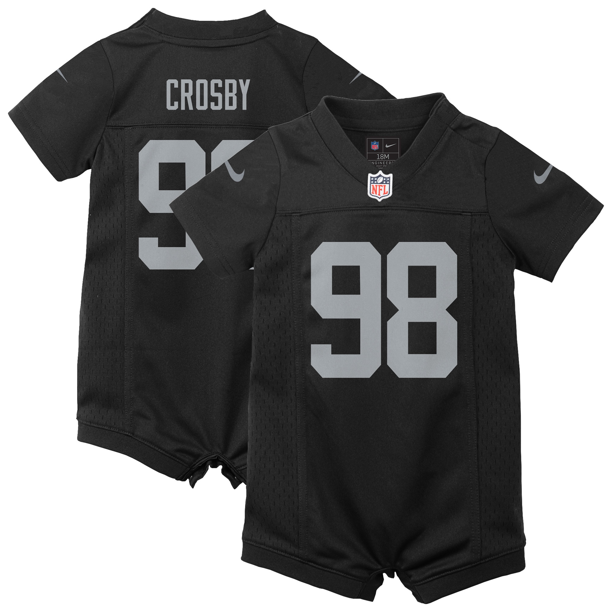 Newborn Infant Las Vegas Raiders Maxx Crosby Black Game Romper NFL Jersey Men's