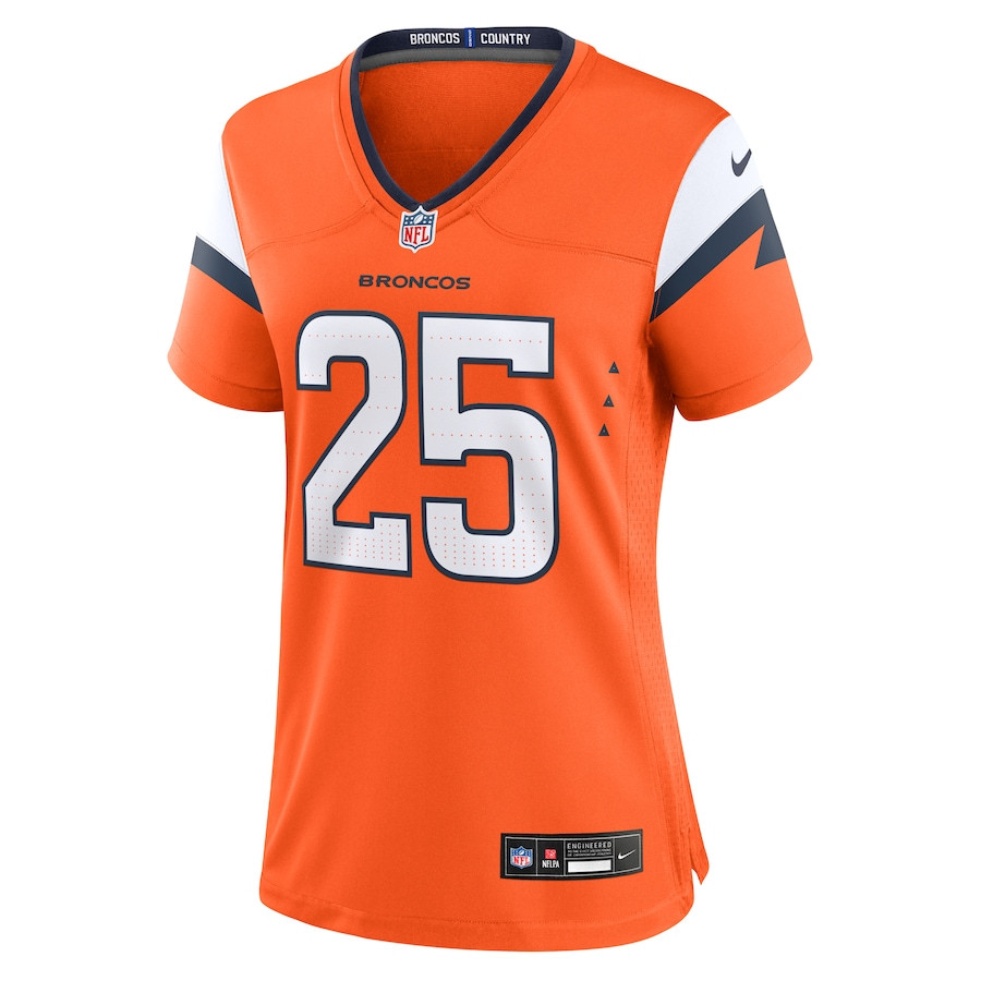 Blake Watson 25 Denver Broncos Team Game Orange NFL Jersey Women's