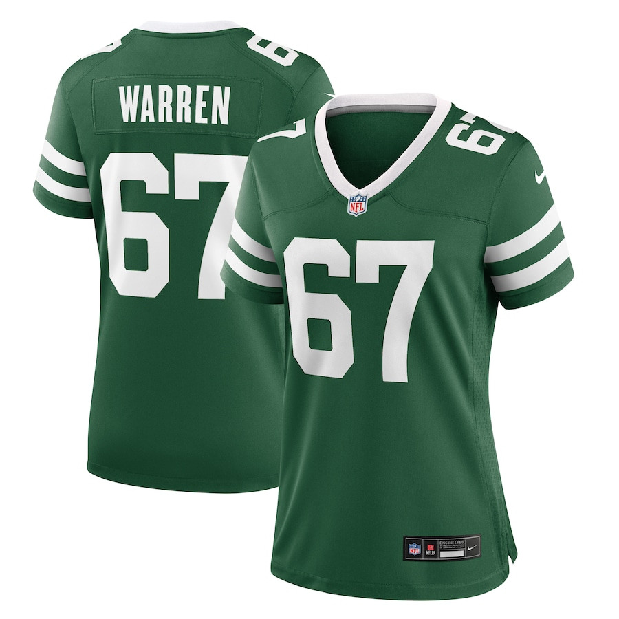 Carter Warren 67 New York Jets Team Game Legacy Green NFL Jersey Women's