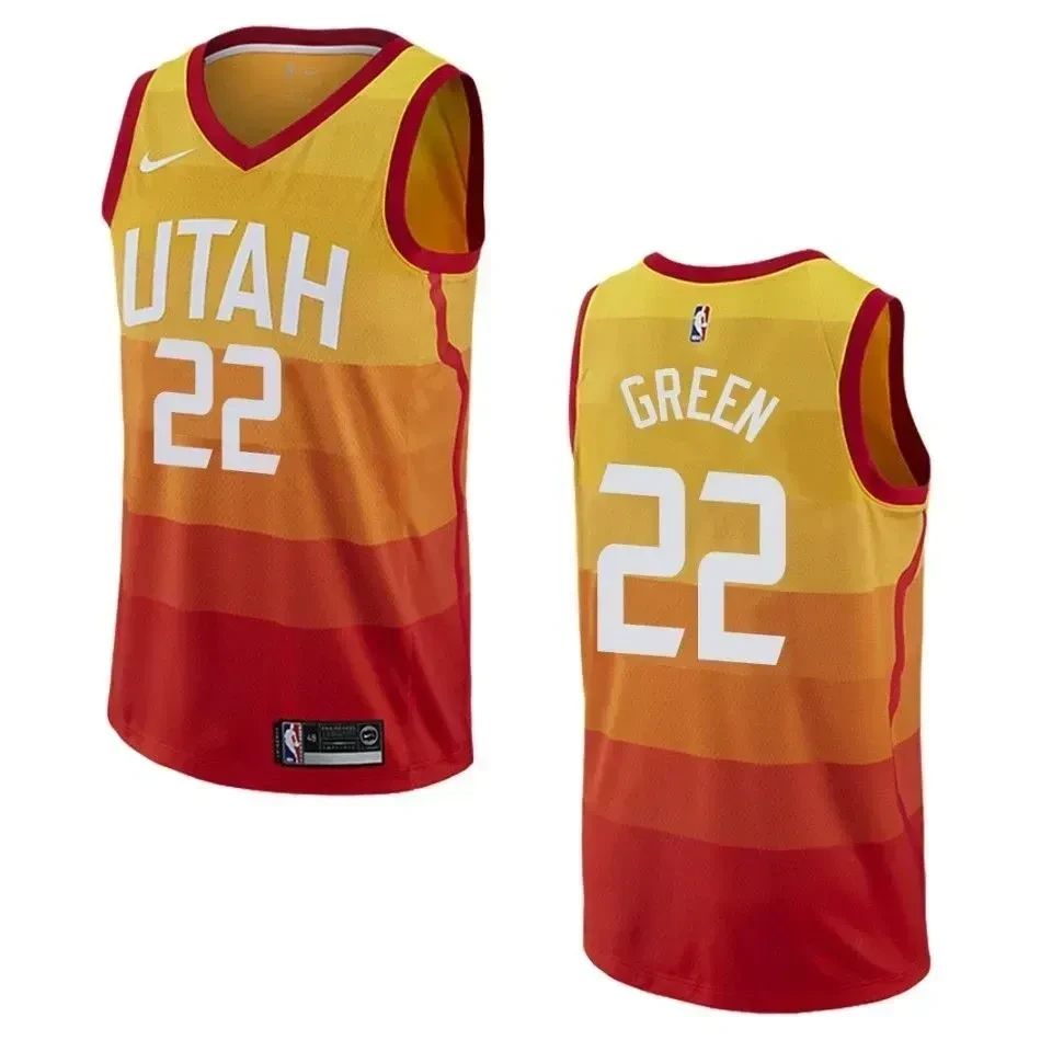 Utah Jazz 22 Jeff Green City Swingman Orange NBA Jersey Men's