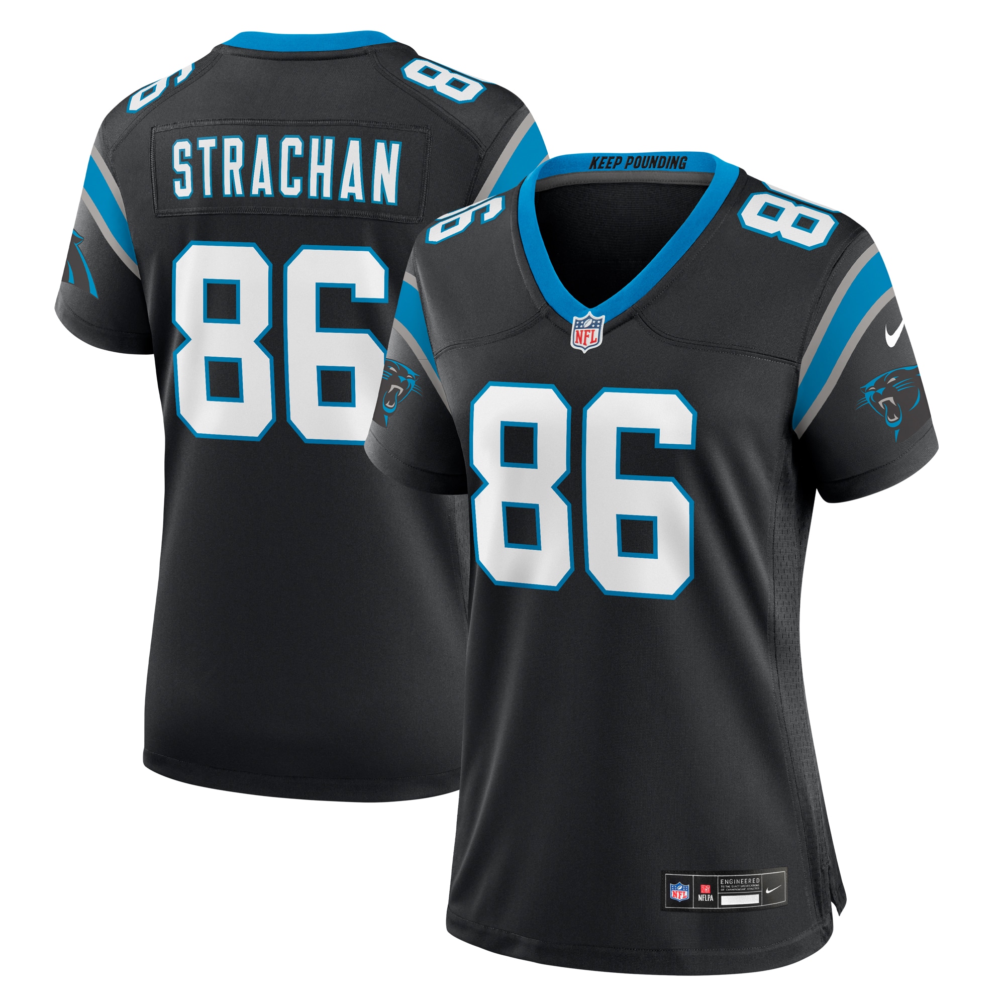 Carolina Panthers Mike Strachan Black Game NFL Jersey Women's